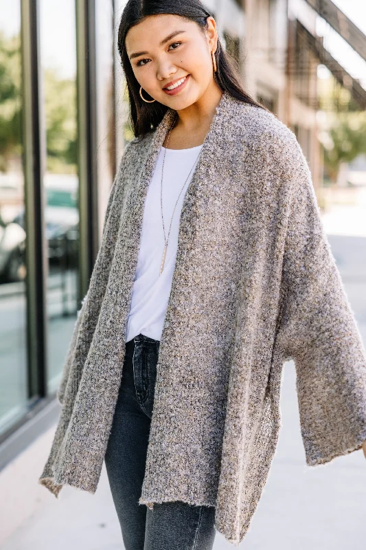 Cozy Casual Taupe Brown Oversized Cardigan