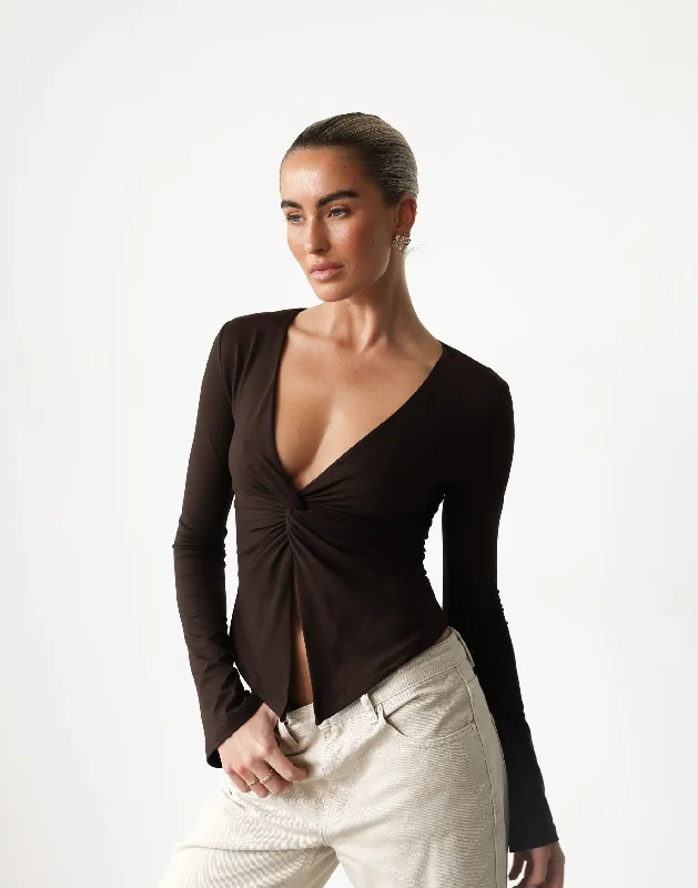 Althea Long Sleeve Top (Chocolate)