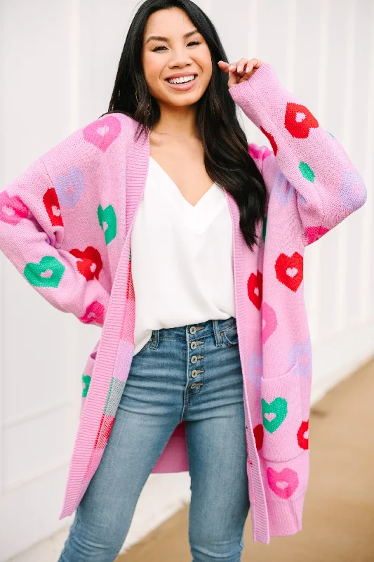 Moving On Pink Heart Cardigan