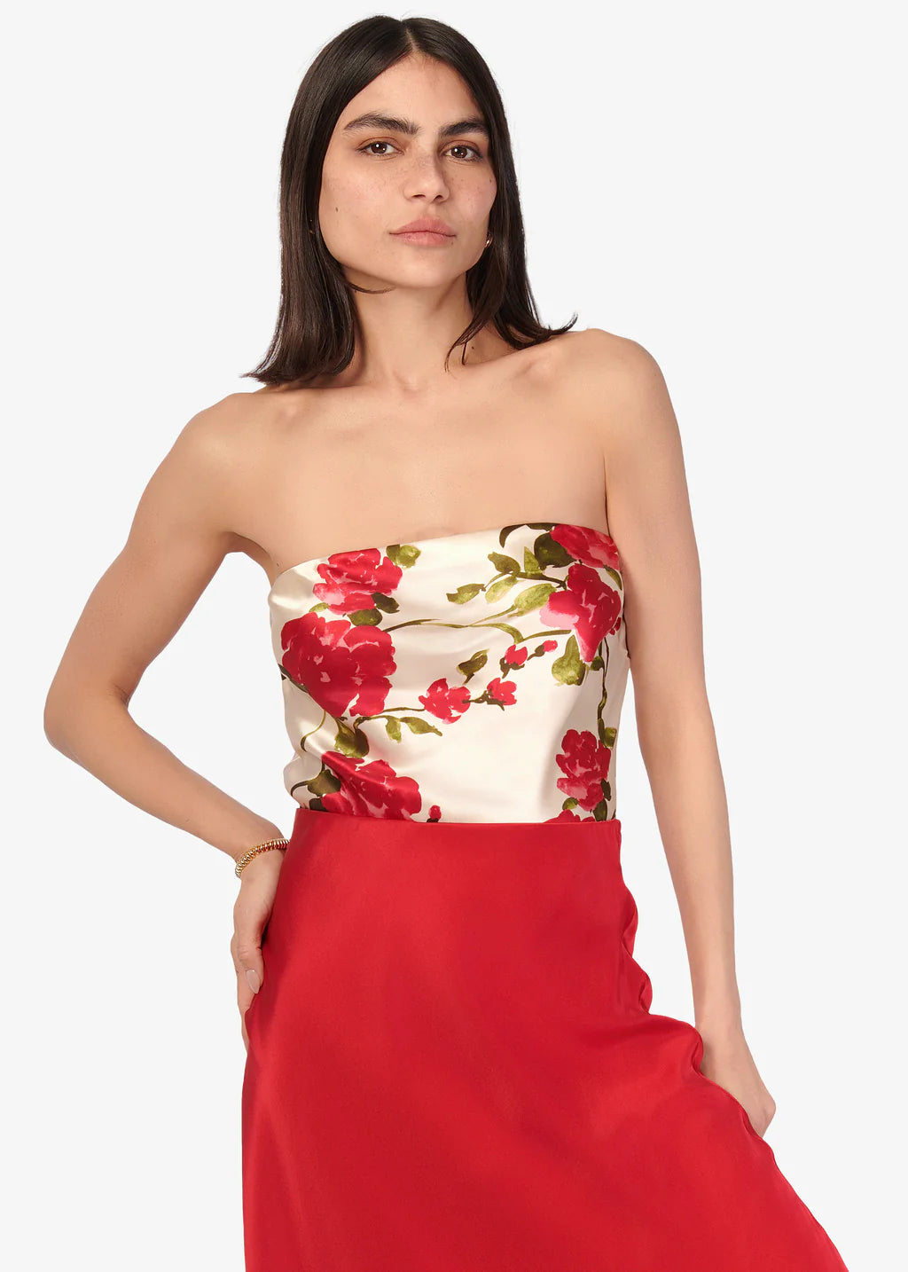 Prima Strapless Camisole - Campari Watercolor