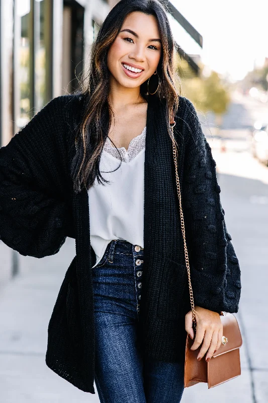 Make Your Day Black Pompom Cardigan