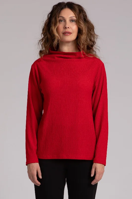 Popcorn Waffle Funnel Neck Top | Poppy