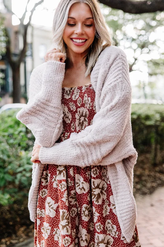 Let's Get Toasty Sand Brown Cardigan