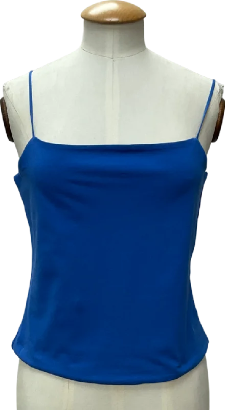 MANGO Blue Strapless Straight-neck Top UK M