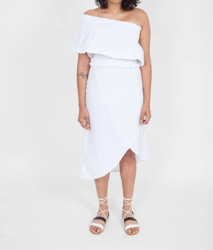 Ines Linen One Shoulder Top In White