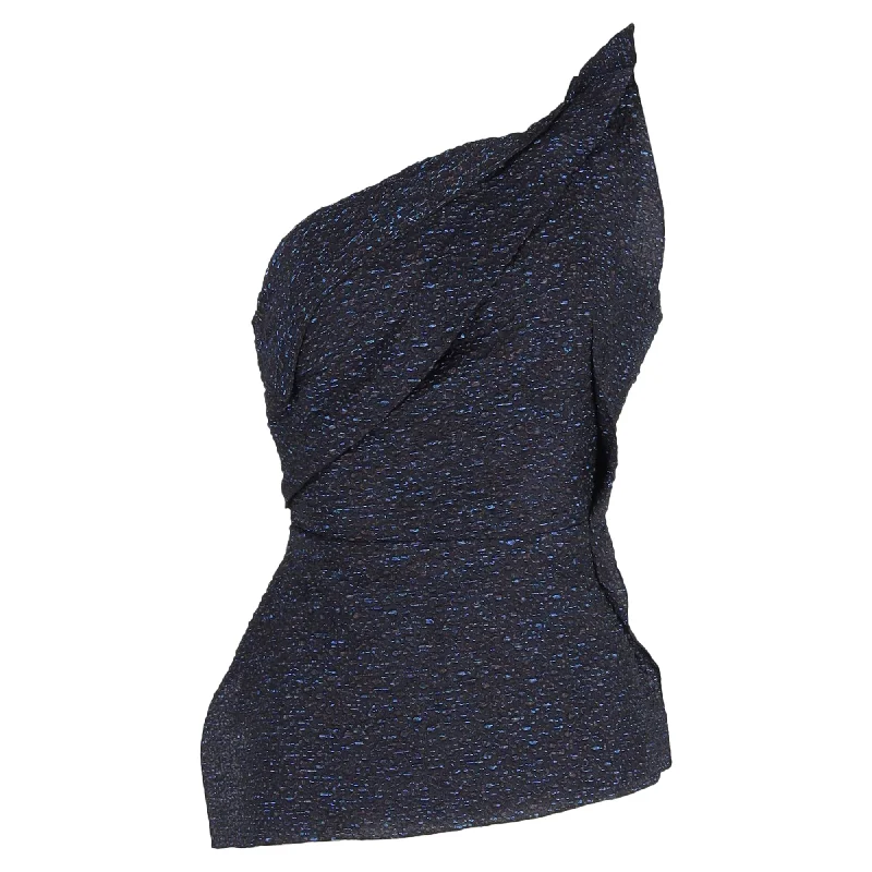 Roland Mouret Bustier One Shoulder Top in Navy Blue Polyester