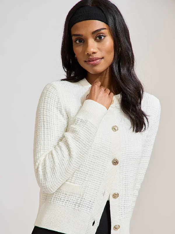 Tweed Button-Front Cardigan