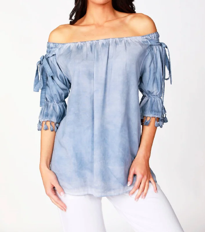 Leanne Off The Shoulder Top In Denim