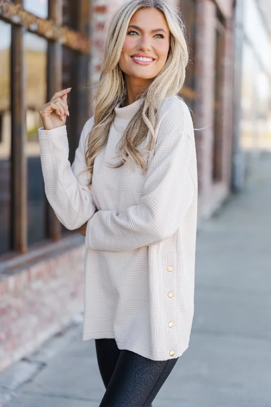 Talk About It Cream Textured Tunic