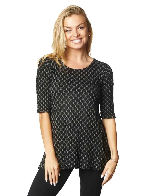 Tianello Taupe Honeycomb Knit Jacquard "LouAnn" Tunic-Black