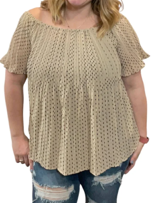 Woven Off The Shoulder Top In Beige