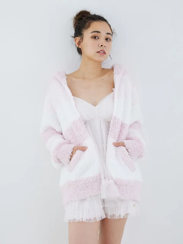 Gelato 3 Border Fuzzy Zip-Up Hoodie