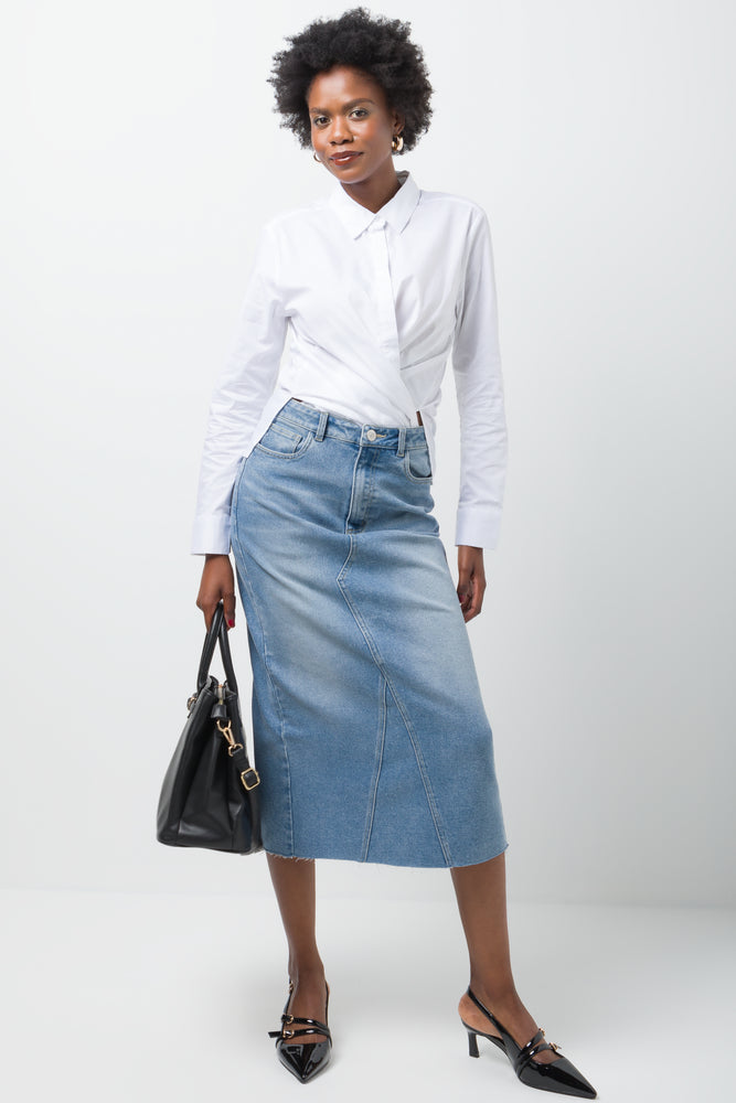 Denim Skirt Mid Blue