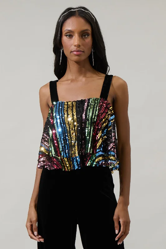 Jaen Striped Sequin Tank Top