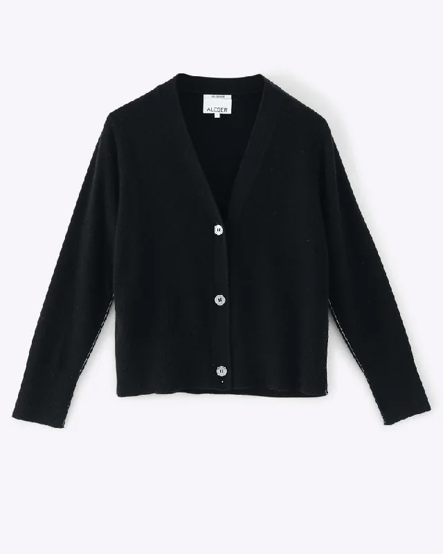 Aleger N.09 Pure Cashmere Seam Detail Cardigan - Black