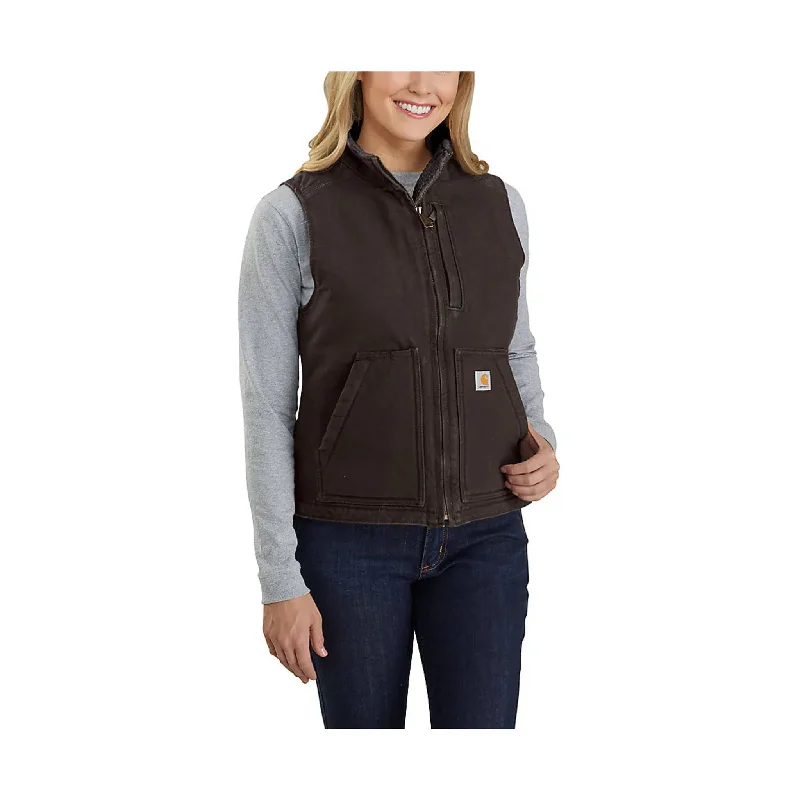 Carhartt Women's Sherpa Lined Vest Relaxed Fit - Dark Brown