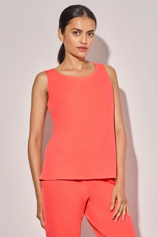 Stretch Deco Crepe Scoop Neck Tank