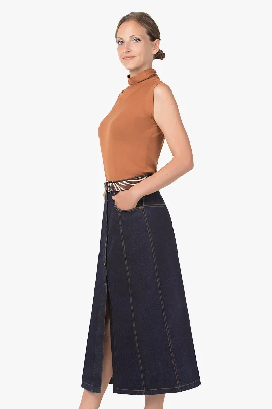 A-line Stretch Denim Maxi skirt