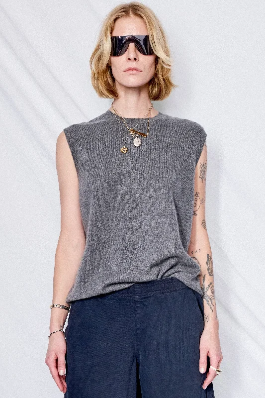 Heather Grey Cashmere Yogi Vest