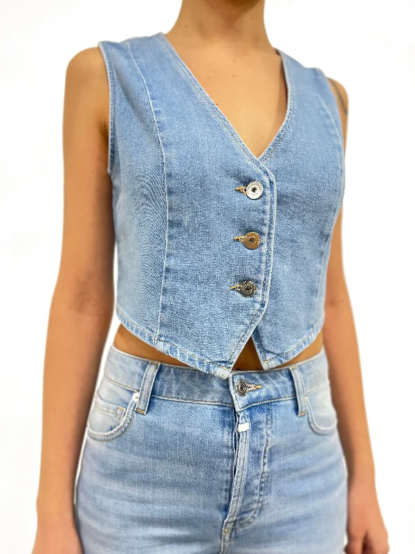 Adriana Denim Vest Light Blue