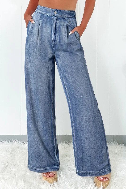 Acid Wash Wide Leg High Waist Jeans