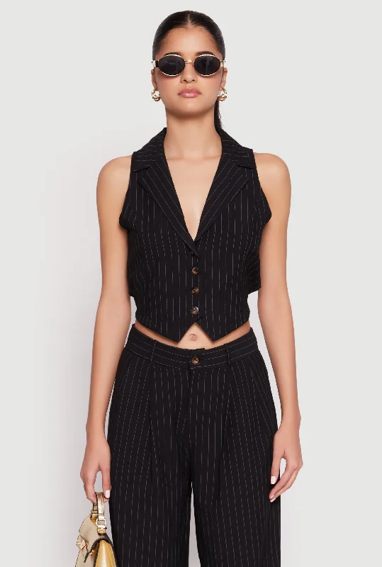 Pinstripe Tie Back Blazer Vest