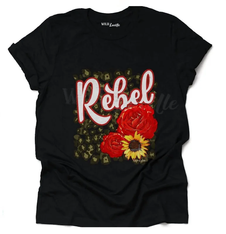 Women's Rebel Rose Graphic Tee In Black