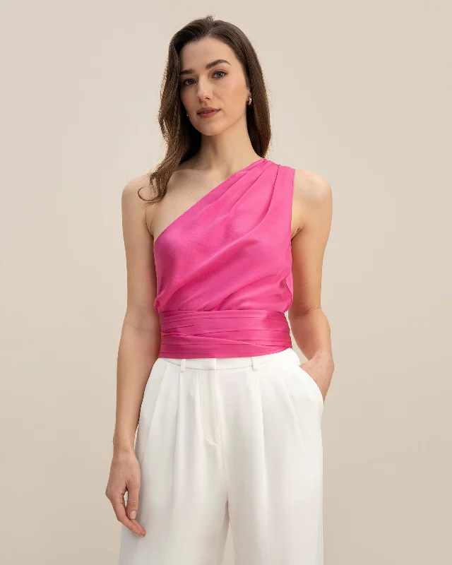 Belted One-Shoulder Top