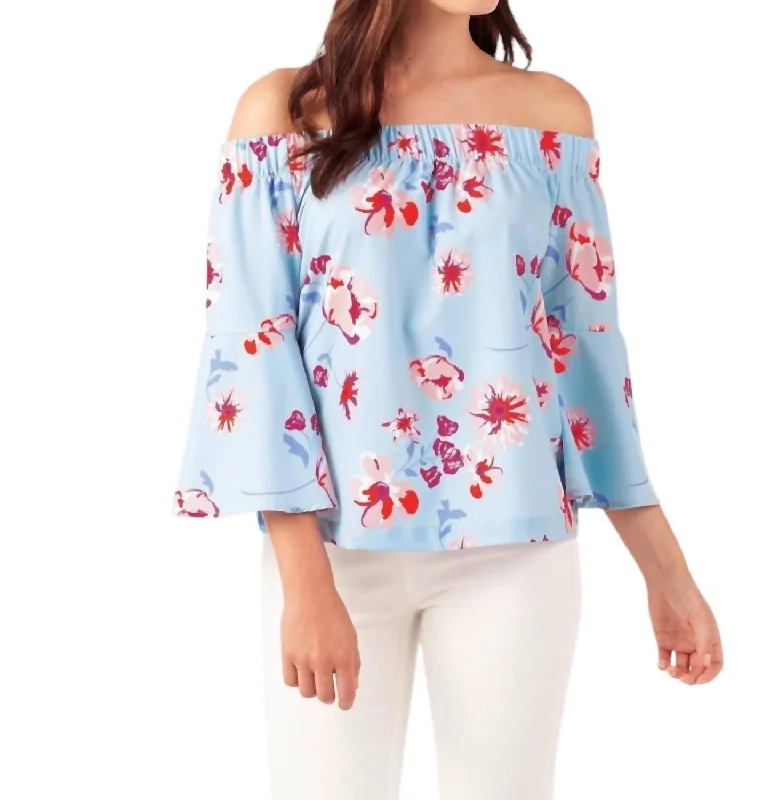 Izzy Off Shoulder Top In Blue