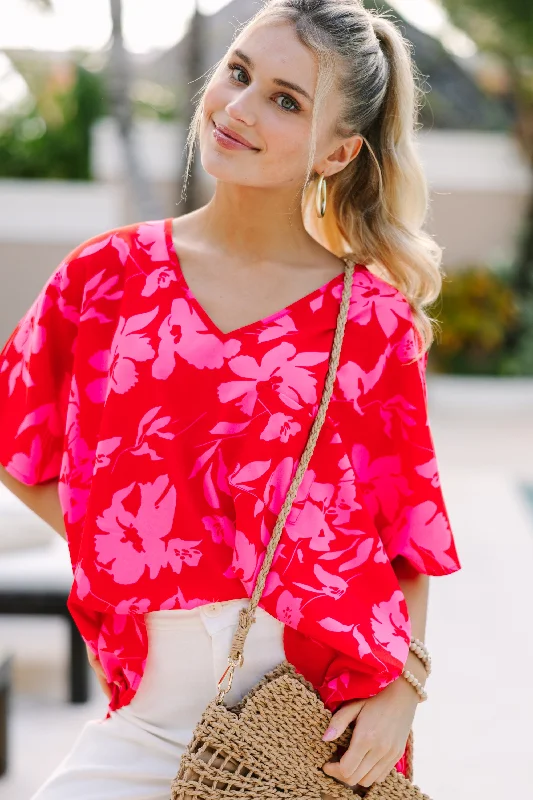 Couldn't Be Better Red Floral Top