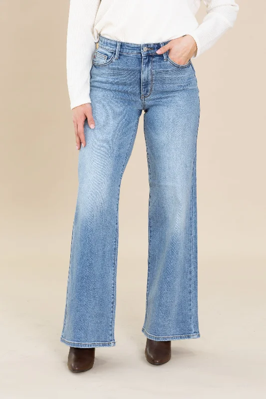 Judy Blue Retro Vintage Wash Wide Leg Jeans