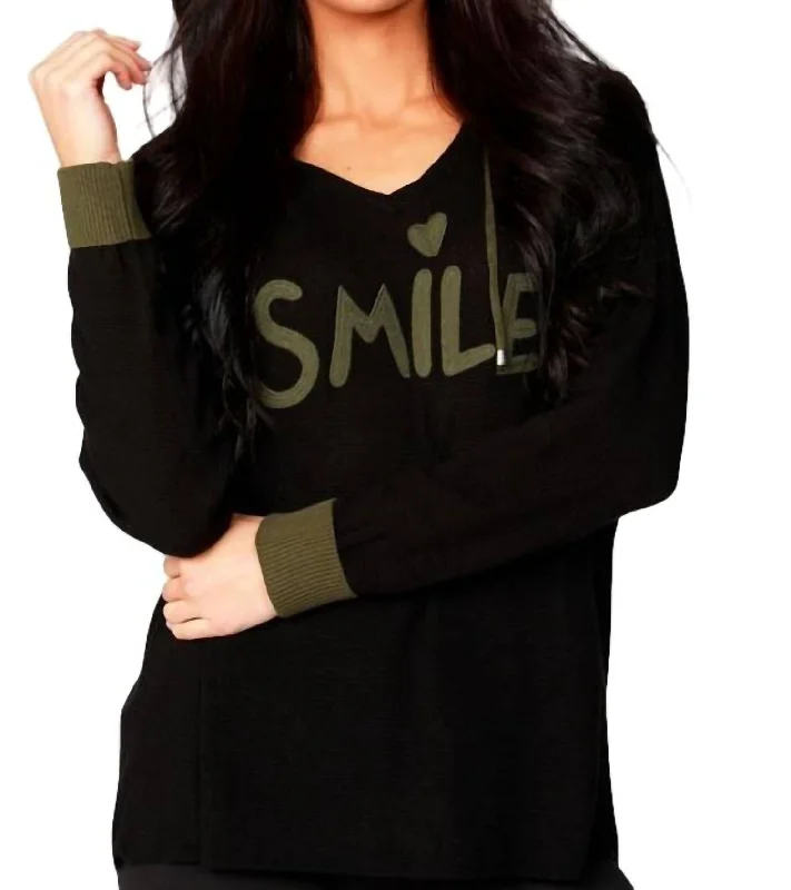 Smile Hoodie In Black/moss